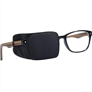 Astropic Silk Eye Patch for Adults Kids Glasses to Cover Either Eye (Medium Size, Pure Black