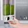 Little World Wall Mounted Soap Dispenser Bathroom 2 Chambers, Shower Soap Dispenser 600ml Body Wash Dispenser Set, Shampoo and Conditioner Dispenser Hand Soap Dispenser Pump for Toilet Bathroom Hotel