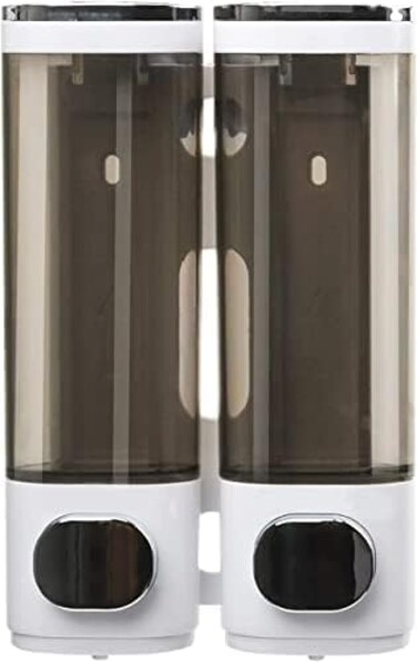 Little World Wall Mounted Soap Dispenser Bathroom 2 Chambers, Shower Soap Dispenser 600ml Body Wash Dispenser Set, Shampoo and Conditioner Dispenser Hand Soap Dispenser Pump for Toilet Bathroom Hotel