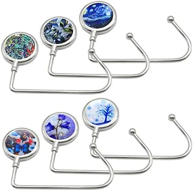 AUHOKY 6Pcs Portable Handbag Table Hanger, Fashionable Purse Hook Holder for Women Girls Bags Storage Gift(6 Different Patterns