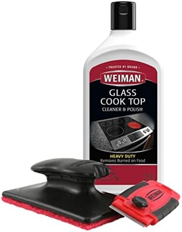 Weiman Cooktop Cleaner Kit - Cook Top Cleaner and Polish 590ml - Scrubbing Pad, Cleaning Tool, Cooktop Razor Scraper