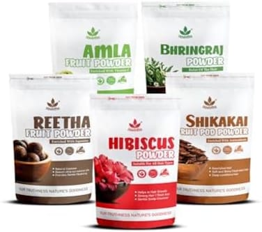 Havintha Amla, Reetha, Shikakai, BhringrajHibiscus Powder For Hair Care Of All Hair Type, 50Gram Each (Pack Of 5(Total 250g
