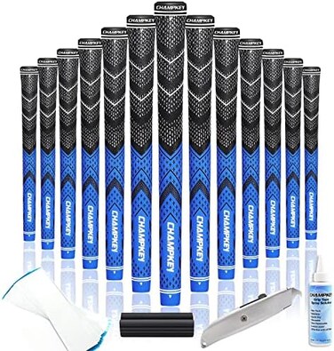 CHAMPKEY Golf Grips 13 PackCome with Solvent,15 Tapes,Vise Clamp and Hook BladeAll Weather Control and High Feedback Golf Club Grips