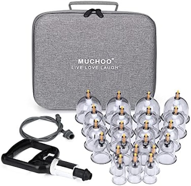 MUCHOO Cupping Set Professional Chinese Acupoint Cupping Therapy Sets Portable, Suction Hijama Cupping Set with Vacuum Magnetic Pump Cellulite Cupping Massage Kit 22-Cup Travel Case