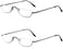 KoKoBin Half Reading Glasses - 2 Pairs Half Rim Metal Frame Glasses Spring Hinge Readers with Leather Pouch for Men and Women
