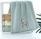 Pidada Hand Towels Set of 2 Embroidered Bird Tree Pattern 100% Cotton Absorbent Soft Small Decorative Towel for Bathroom 13.8 x 29.5 Inch (Aqua Green