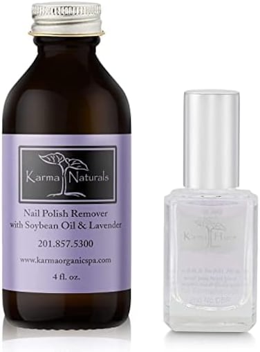 Karma Organic Natural Soybean Lavender Nail Polish Remover with Two in One Base Coat/Top Coat for Women- Non-Toxic Nail Treatment Vegan Cruelty-Free