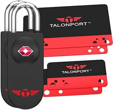 Talonport Keyless TSA Approved Luggage Locks with Lifetime Card KeysNo Combo to Forget (2 Pack, black