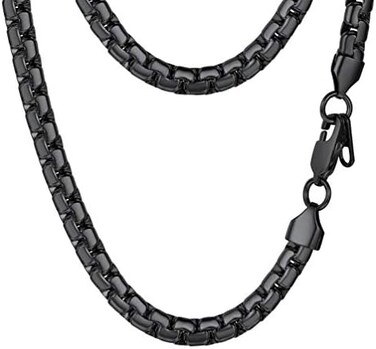 PROSTEEL Black Choker Chain Choker Necklaces Women Men Girl Jewelry Gothic Goth Flat Round Box Link Chain Necklace, 14 inch(35cm, Metal, No Gemstone