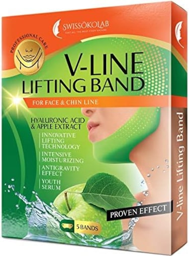 SWISS&Ouml;KOLAB V shape lifting up Face Mask Chin Up Patch Double Chin Reducer Chin Contour Tightening Firming Face Lift Tape Mask V-Line Neck Lifting Patches V Shaped Slimming Face Mask 5 pcs
