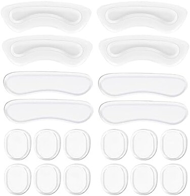EACOZY Heel Grips, 8PCS Heel Inserts, 12PCS Shoe Inserts, Gel Heel Cushion Inserts for Women Men, Adhesive Shoe Pads for Loose Shoes, Heel Slipping, Rubbing
