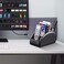 YAPISHI Large Leather TV Remote Control Holder Organizer Black with 5 Compartments Nightstand Desktop Media DVD Player Remote Tray Caddy Storage Box for Mobile Phone Pen Office Stationery Controllers