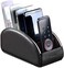 YAPISHI Large Leather TV Remote Control Holder Organizer Black with 5 Compartments Nightstand Desktop Media DVD Player Remote Tray Caddy Storage Box for Mobile Phone Pen Office Stationery Controllers