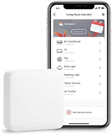 SwitchBot SwitchBot Hub Mini - وحدة تحكم عن بعد بيضاء لأجهزة التكييف والتلفزيون وغيرها من الأجهزة التي تعمل بالأشعة تحت الحمراء