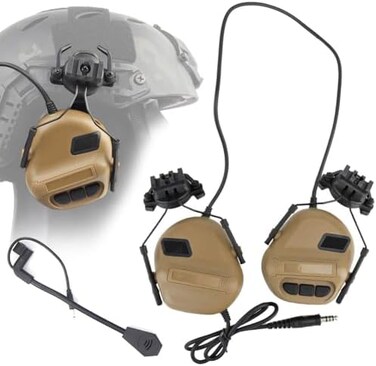 ATAIRSOFT Tactical Headset Unlimited Power intercom with Microphone Waterproof Headphones, no Noise Reduction Function (TAN