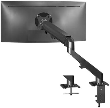 VIVO Articulating Single 17 to 27 inch Pneumatic Spring Arm Clamp-on Desk Mount Stand, Fits 1 Monitor Screen with Max VESA 100x100, Black, STAND-V101O