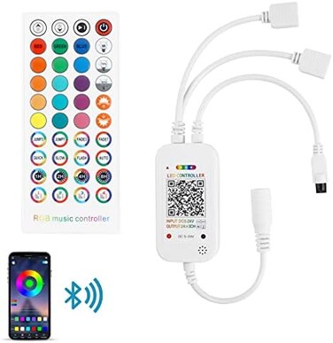 RGBZONE RGB LED Controller APP Music Sync and 40-Keys IR Remote Control for 5V/12V/24V 4 PIN SMD 5050 3528 RGB LED Strip Lights, Bluetooth Connection