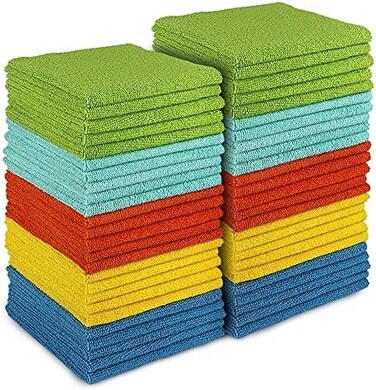 AIDEA Microfiber Cleaning Cloths, 50PK, Microfiber Towels for Cars, All Purpose Cleaning Rags for House, Dusting Cloth for Kitchen, Car, Window, 12"&times;12