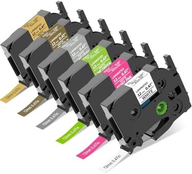 شريط لاصق بديل من COLORTY لطابعة الملصقات Brother P-Touch، مقاس 12 مم (0.47 بوصة)، مغلف، متوافق مع طابعات الملصقات Brother P-Touch PT-D210 وD220 وH110 وPT-D400AD وP710BT، شريط لاصق باستيل TZe-231، عبو