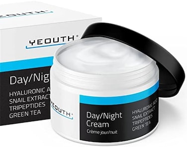 YEOUTH Day/Night Cream with Hyaluronic Acid, Snail Extract, Tripeptides, 2oz