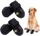 PK.ZTopia Waterproof Dog Boots, Dog Outdoor Shoes, Pet Rain Boots, Running Shoes for Medium to Large Dogs with Two Reflective Fastening Straps and Rugged Anti-Slip Sole (2.76" x2.56", Black 4PCS.