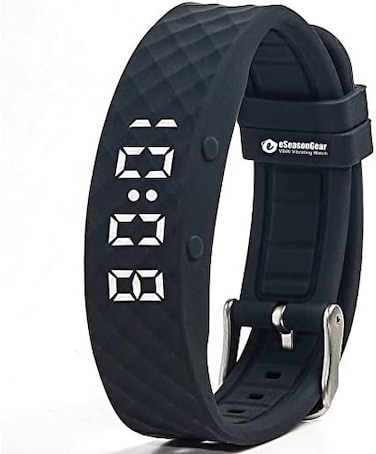 eSeasonGear VB80 12 Alarm Vibrating Watch, Silent Vibration Shake Wake ADHD Medication Reminder, Black-Large, Small 4.5-7.5"/11-19cm; Large 6.5-8.5"/16-21cm, Modern