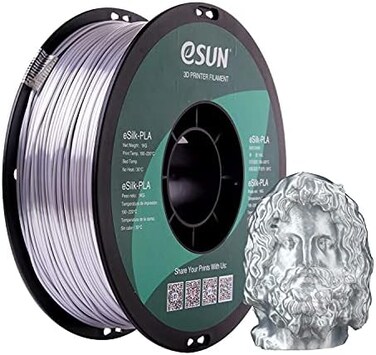 خيوط الطباعة ثلاثية الأبعاد eSUN eSilk-PLA، فضية اللون، 1.55 كجم