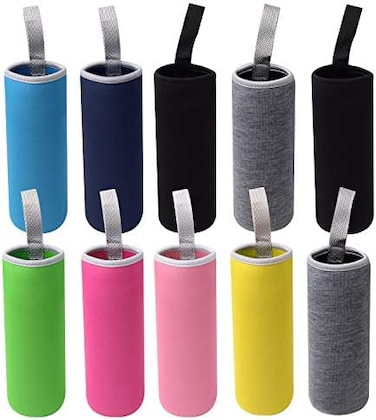 HRLORKC 10 Pack Neoprene Water Bottle Sleeve 12 oz - 18 oz Bottle Cozy Insulated Glass Water Bottle Cover (Multi-Color