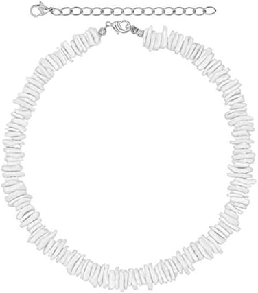 Fablinks White Puka Shell Neckace for Men and Women - Hawaiian Clam Chip Surfer Necklace for Men and Women - Trendy Summer Beach Shell Necklace Choker for Men and Women - Seashell VSCO Beach Choker 18