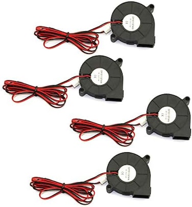 RuiLing 4-Pack 5015 DC 12V 0.18A Cooling Blower Fan 6000Rpm Industrial Cooling Turbo Fan for 3D Printer Accessories,Mini Black Plastic Cooling Fans 50x50x15mm