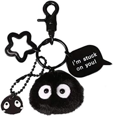 YJacuing Wildforlife Dust Bunny Soot Sprite Plush Keychain