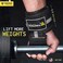 خطافات رفع الأثقال الممتازة من FIGHTECH (زوج - مقابض يد شديدة التحمل وأحزمة معصم داعمة - مبطنة بالنيوبرين 9 مم لتمارين الرفعة المميتة، والسحب لأعلى، ورفع الأكتاف - ملحقات رياضية متينة للرجال والنساء)