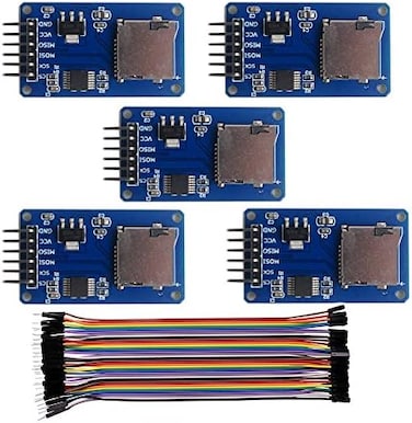 Wishiot 5PCS Micro SD Card Module Mini TF Card Read Write Sensor with SPI Interface for Arduino Raspberry Pi Storage Board Breakout Female to Female Dupont Cable