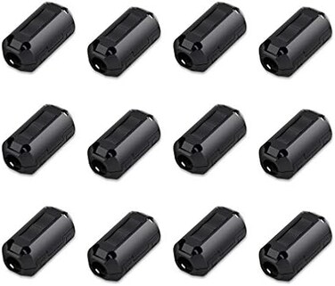 Viaky 12 Pack RFI EMI Noise Suppressor Cable Clip, Clip-on Ferrite Ring Core Noise Filter for 5mm Dia Cable(Black