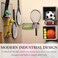 MyGift Hanging Metal Tennis Racquet and Tennis Ball Storage Basket Rack, Wall Mounted Racket Holder