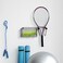 MyGift Hanging Metal Tennis Racquet and Tennis Ball Storage Basket Rack, Wall Mounted Racket Holder