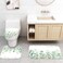 DDQQ Green Leaves Shower Curtain Sets with Non-Slip Rug, Toilet Lid Cover and Bath Mat, Plant Leaves Shower Curtain Sets with 12 Hooks, Durable Waterproof Shower Curtain for Bathroom Set Decor