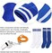 Wrzbest 2 Pair Kids Soccer Football Shin Guards Protector Calf Knee Protective Gear and 2 Pair Long Sleeve Socks with Professional Referee Whistle for Teenagers,Boys,Girls,Kid,Youth (Age 5 to 13