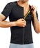 NINGMI Sauna Suit for Men Hot Sweat Suit Sauna Shirt Sweat Body Shaper Workout Neoprene Suit Zipper Short Sleeve Black