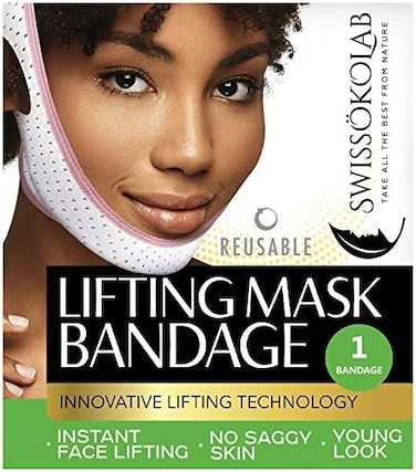 SWISS&Ouml;KOLAB Reusable Face Slimming Strap Double Chin Reducer V Line Mask Chin Up Patch Chin Mask V Up Contour Tightening Firming Face Lift Tape Neck Bandage V-Line Lifting Patches V Shaped Belt