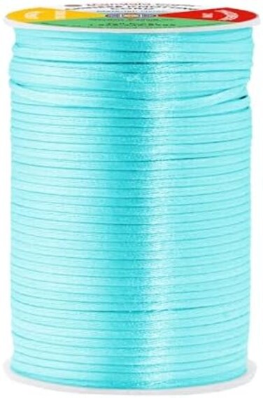 Mandala Crafts Nylon Satin Cord 2mm Rattail Cord Aqua String - 100 Yds Nylon Chinese Knotting Cord Rat Tail Silk Cord for Bracelet Necklace Jewelry Making Macrame Trim