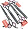 Smithking 8.0 inches Professional Dog Grooming Scissors Set StraightthinningCurvedchunkers 4pcs in 1 Set (with Comb, Black