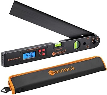 منقلة نيوتك الرقمية 400 مم مع شاشة LCD وميزان تسوية بزاوية 225 درجة لقياس الزوايا الرأسية والأفقية - أسود
