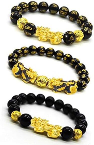 RIOSO Feng Shui Good Luck Bracelets for Men and Women Black