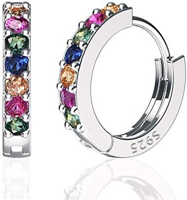 SWEETV 925 Sterling Silver Huggie Hoop Earrings for Women Girls-Tiny Small Cartilage Hoop Earring
