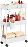 Pipishell Slim Storage Cart with Wheels, Bathroom Cart Organizer Small, Rolling Cart for Bathroom, Laundry Room, Kitchen, Narrow Space, White PIUC04W