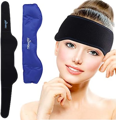NEWGO Headache Ice Pack Head Wrap for Migraines, FSA or HSA Eligible Cold Pack Head Ice Therapy Wrap for Headache Relief, Tension, Sinus Pain, Chemo, Head Injuries