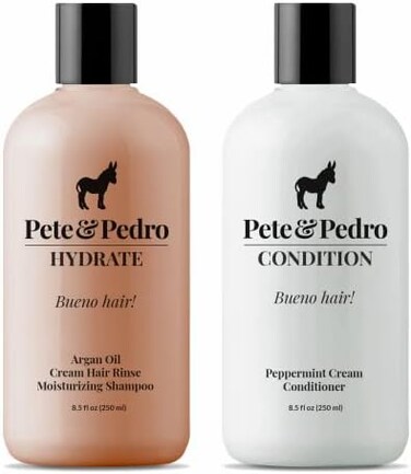 Pete &amp; Pedro PetePedro HYDRATE and CONDITION Hair Care SetArgan Oil Moisturizing Shampoo and Hydrating Peppermint Conditioner For MenWomenAs Seen on Shark Tank, 8.5 oz. Each