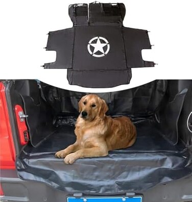 sukemichi Dog Cargo Liner for Jeep, Pet Cargo Trunk Liner Mat Cover for 2007-2022 Jeep Wrangler JK JL 4 Doors, Scratch-Resistant, Non-Slip, Waterproof, Easy to Clean Oxford