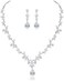 Hadskiss Jewelry Set for Women, Necklace Dangle Earrings Bracelet Set, Jewelry Set with White AAA Cubic Zirconia, Allergy Free Wedding Party Jewelry for Bridal Bridesmaid